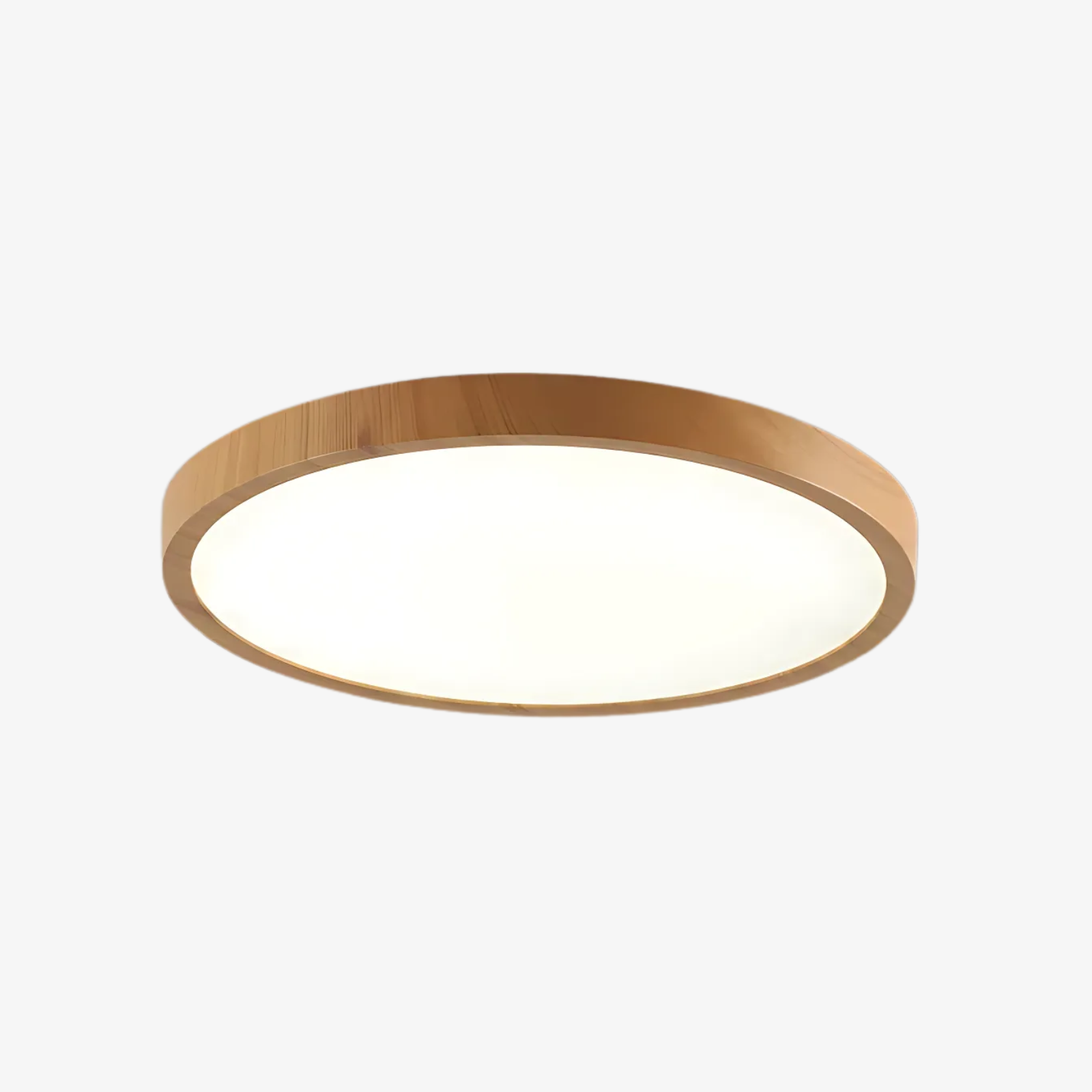 Moktan Sabai Ultra-Thin Flush Mount Ceiling Light with Wood Frame – LED Indoor Lighting for Modern Interiors Light Wood