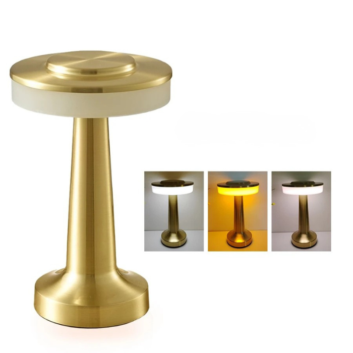 Moktan Sabai LED Metal Touch Table Lamp | Rechargeable Dimmable Night Light for Coffee Bar Decor Type D