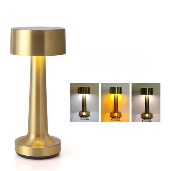 Moktan Sabai LED Metal Touch Table Lamp | Rechargeable Dimmable Night Light for Coffee Bar Decor Type A