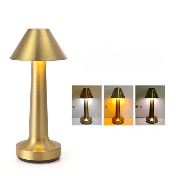 Moktan Sabai LED Metal Touch Table Lamp | Rechargeable Dimmable Night Light for Coffee Bar Decor Type C