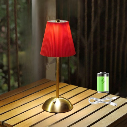 Small Pleated Table Lamp USB Rechargeable Cordless Desk Light for Bedroom