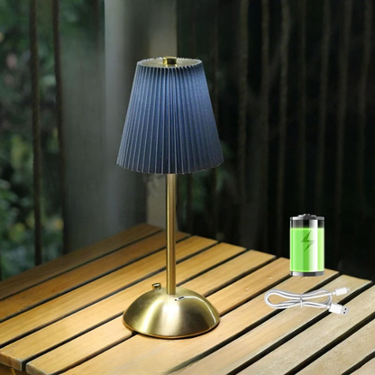 Small Pleated Table Lamp USB Rechargeable Cordless Desk Light for Bedroom