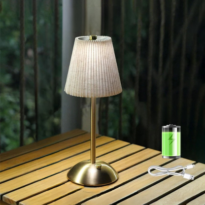 Small Pleated Table Lamp USB Rechargeable Cordless Desk Light for Bedroom