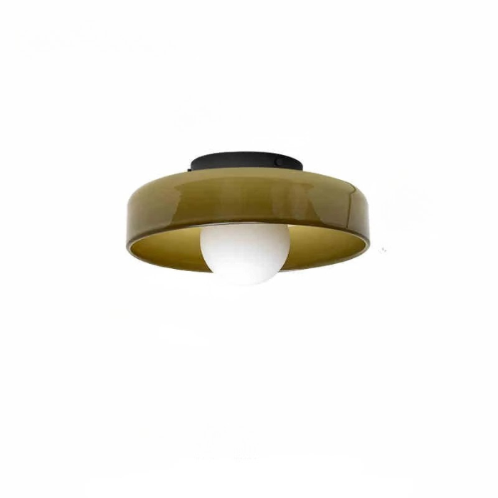 Moktan Sabai Modern Vintage Glass Ceiling Light Multicolor Flush Mount for Hallway Kitchen dark brown Warm white