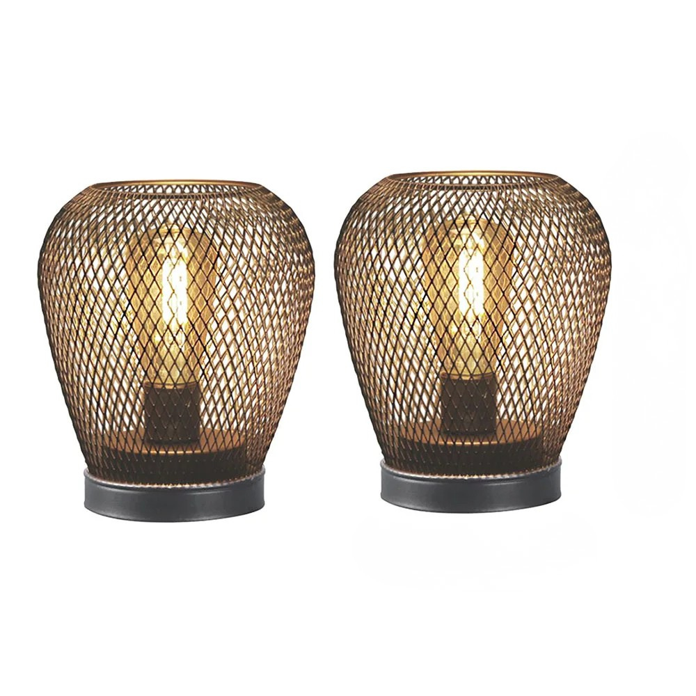 Moktan Sabai 2 Pack Cordless LED Lantern Table Lamps Battery Powered Wireless Indoor Outdoor 2Pcs Diamond