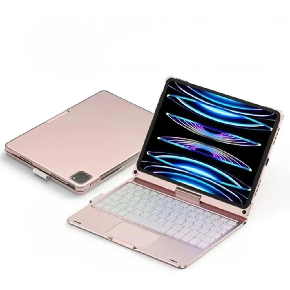 Moktan Sabai Magic Keyboard Case iPad 11th Gen 2025 iPad Air 11/13 Backlit 360° Air13 M3 2025 Pink English layout