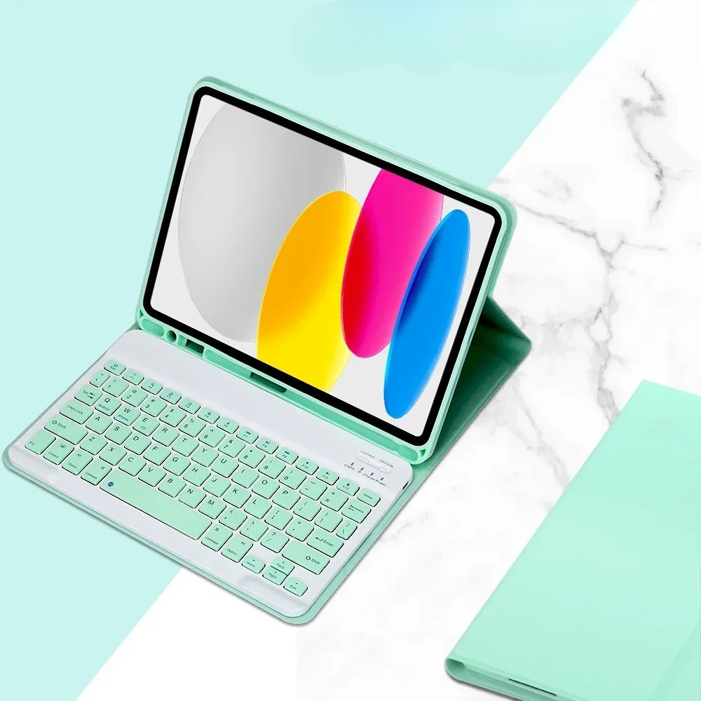 Moktan Sabai iPad 10th Gen 10.9 Keyboard Case Detachable Bluetooth Keyboard Tablet Cover green