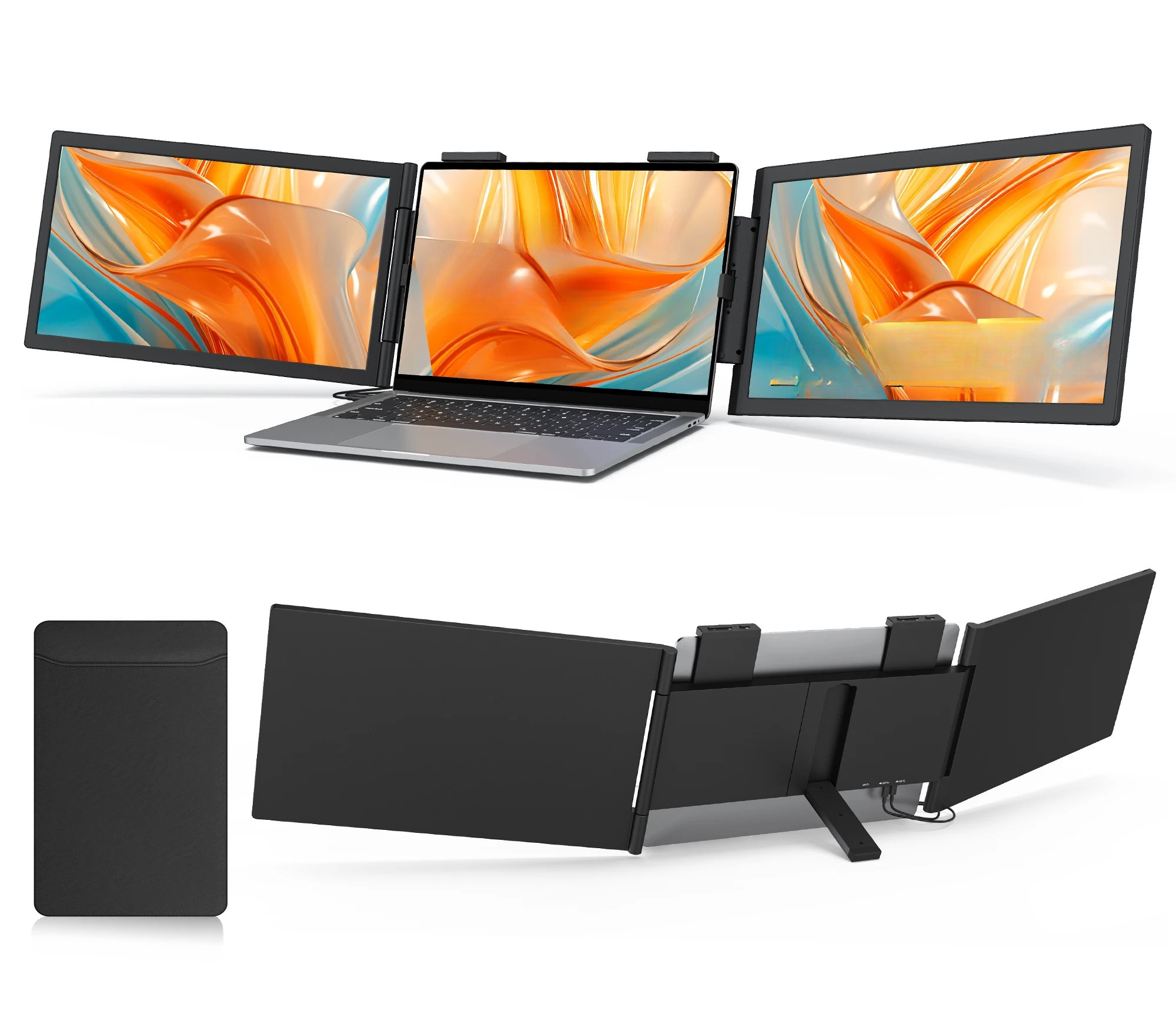 Moktan Sabai 14" Dual Laptop Monitor Amoudo FHD IPS USB-C Portable Triple Screen Windows Mac Xbox WHITE US Plug