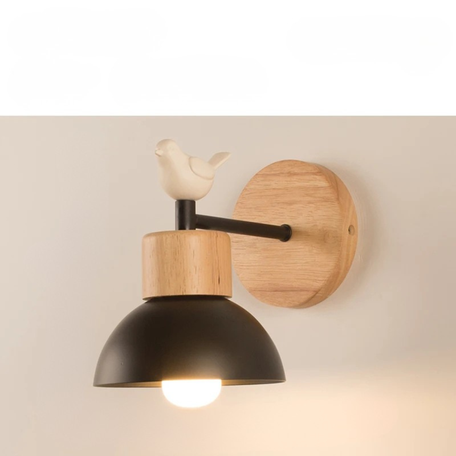 Moktan Sabai Nordic Wood LED Wall Lamp Bedside Sconce for Bedroom Staircase Balcony D with bulb Warm White