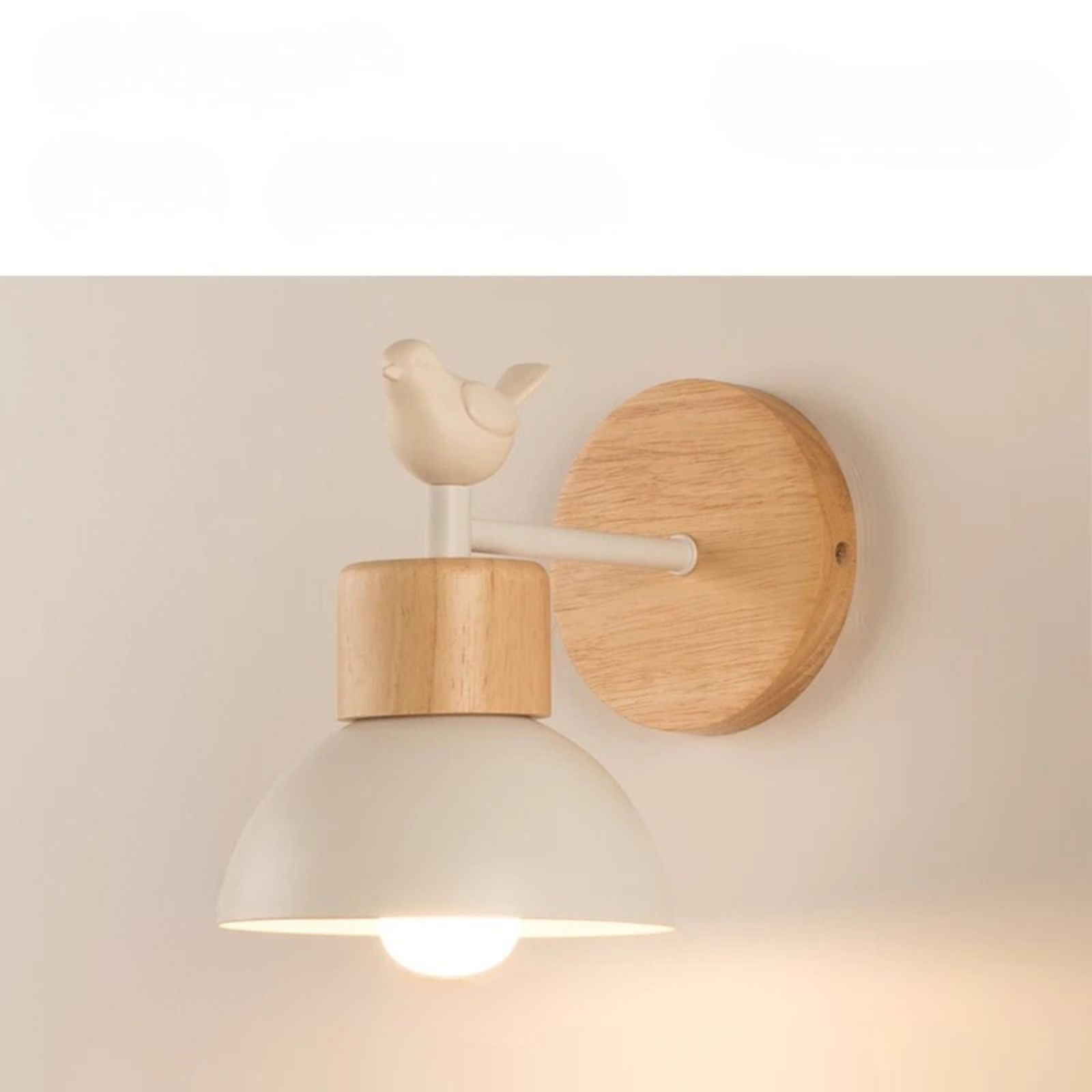 Moktan Sabai Nordic Wood LED Wall Lamp Bedside Sconce for Bedroom Staircase Balcony B with bulb Warm White