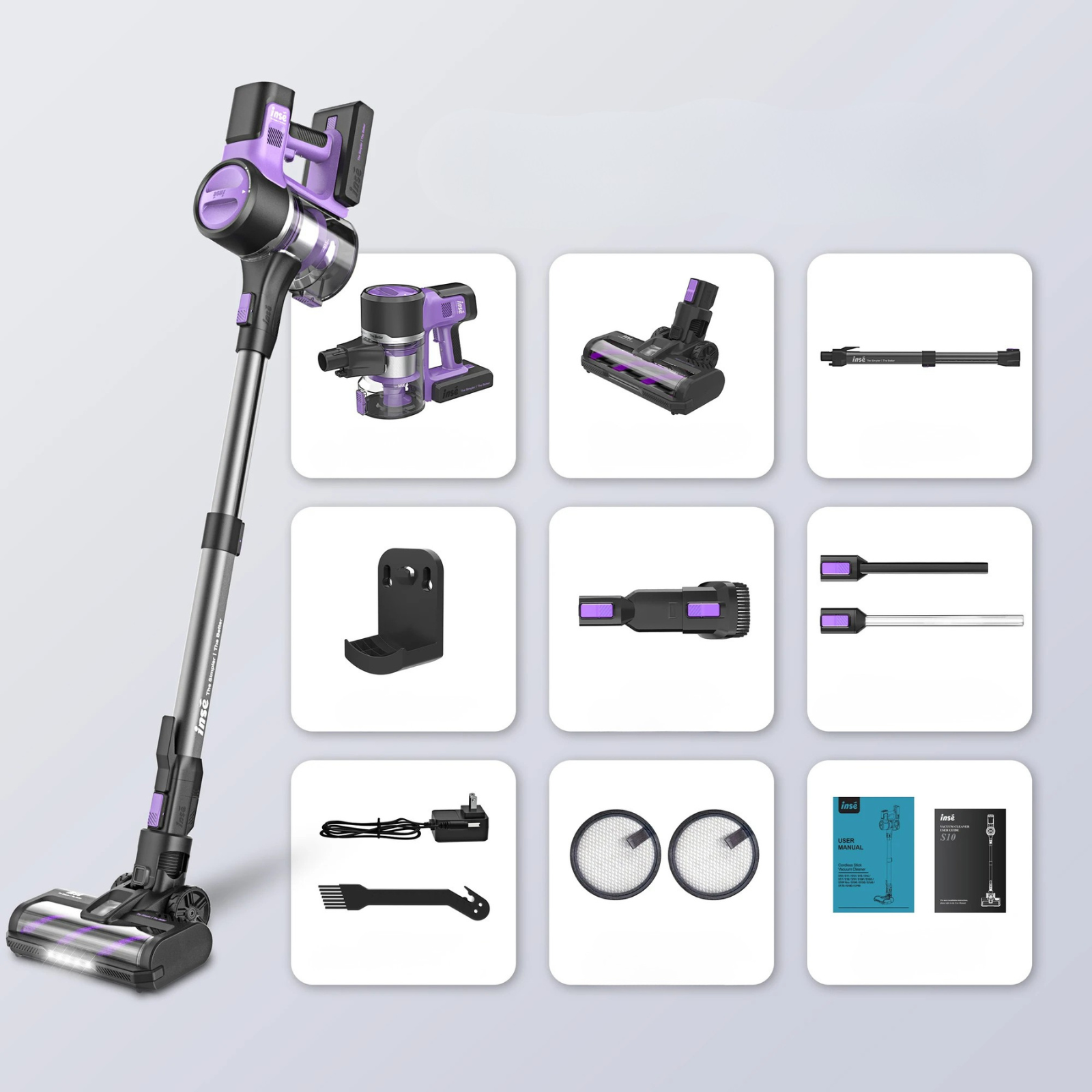 Moktan Sabai 6 in 1 Cordless Stick Vacuum Cleaner 45KPa Powerful Suction 50 Min Runtime S10 Purple US United States