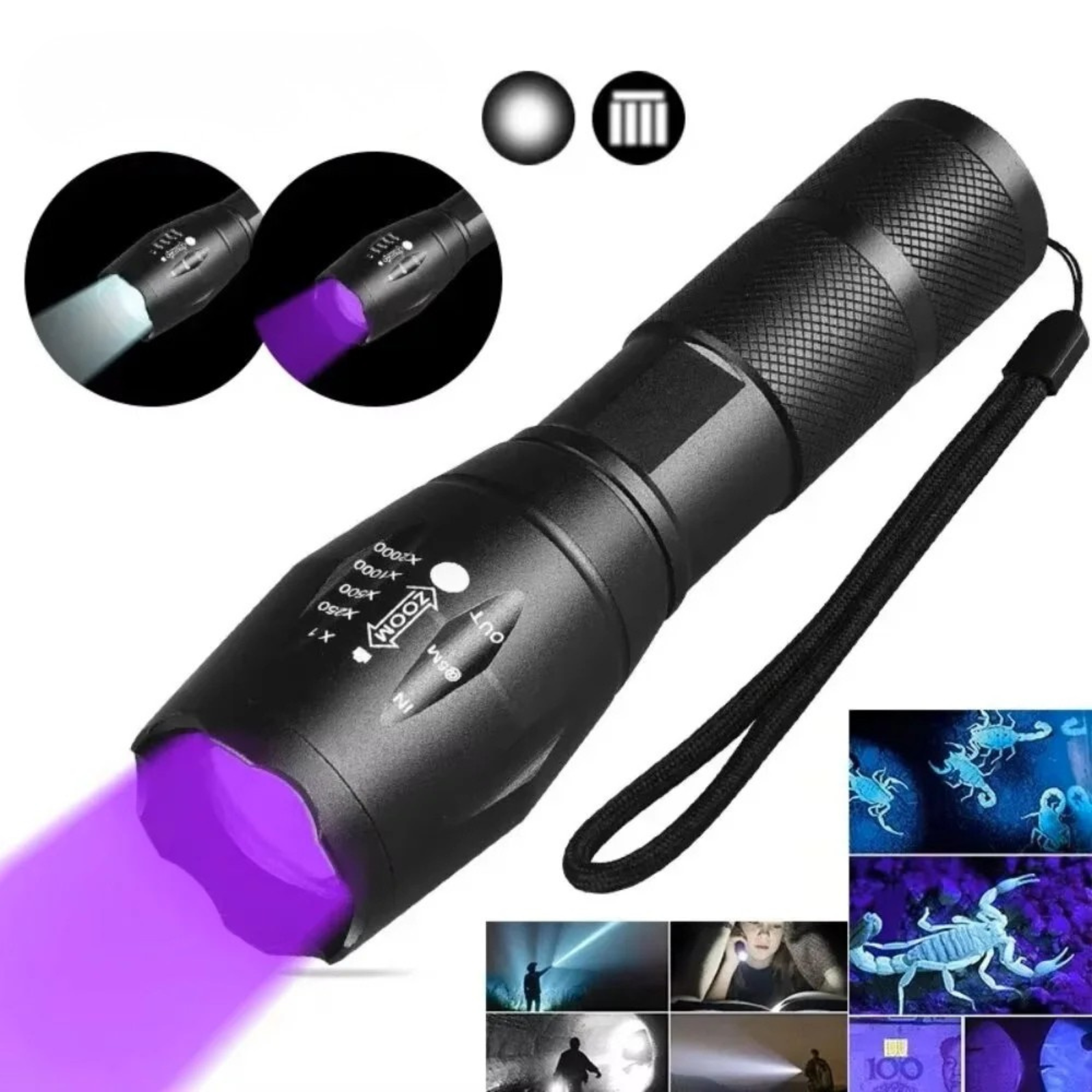 Moktan Sabai 2 in 1 UV Flashlight 395nm Type C Rechargeable Blacklight Pet Stain Detection 395nm Rechargeable