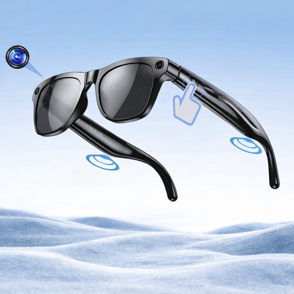 Moktan Sabai AI Smart Glasses Photochromic Camera Bluetooth Call Music Voice Assistant Black
