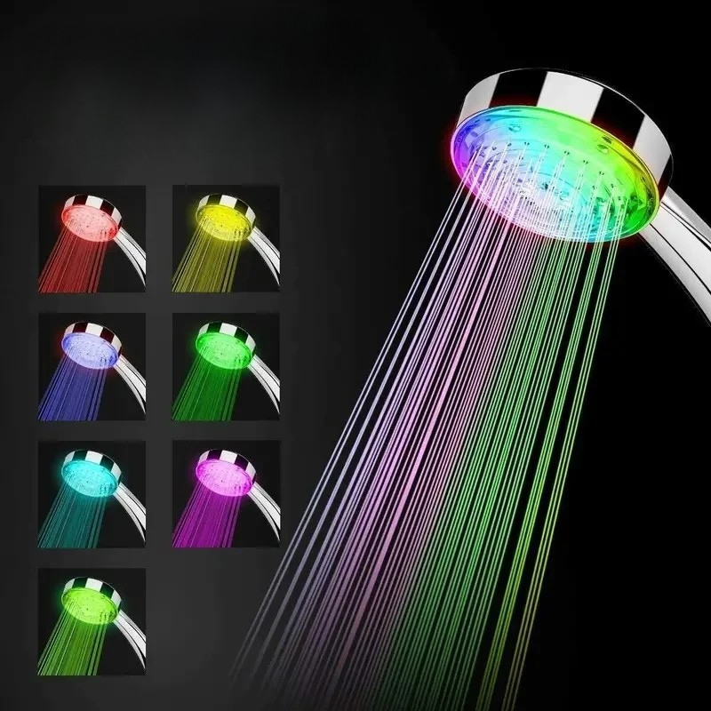 Moktan Sabai 7-Color LED Rainfall Shower Head Water Saving Bathroom Replacement Sprayer