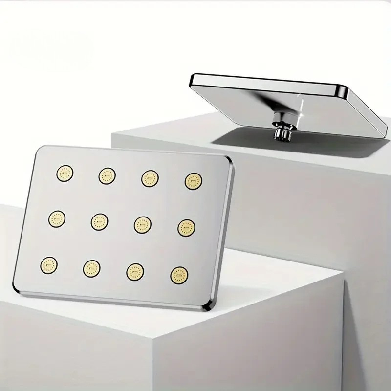 Moktan Sabai 10" Large Overhead Shower Head Pressurized Anti-Block Universal Bathroom Hotel Silver
