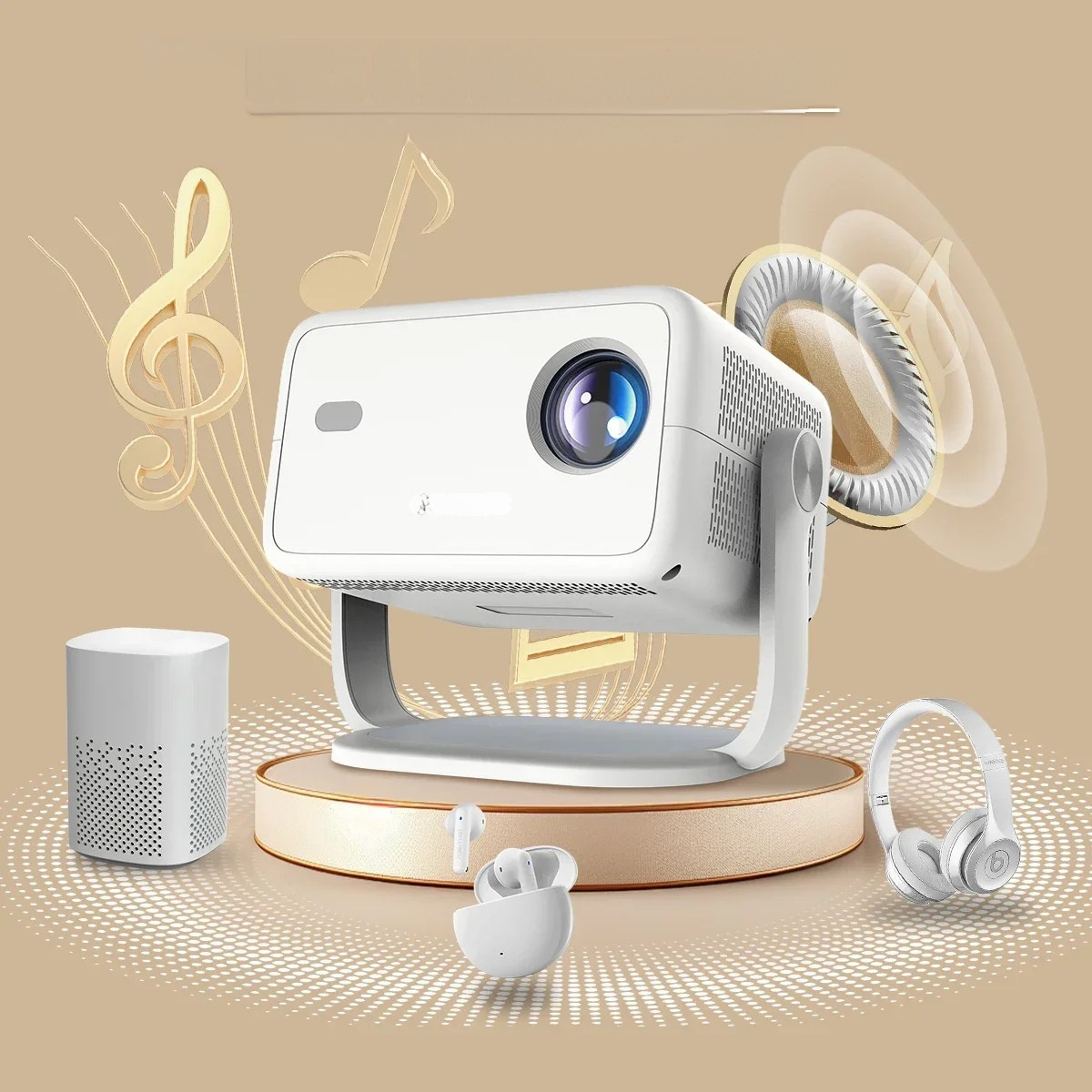 Moktan Sabai 1080P 4K Projector 650ANSI Android 11 Auto Focus WiFi6 BT5.2 Portable Outdoor