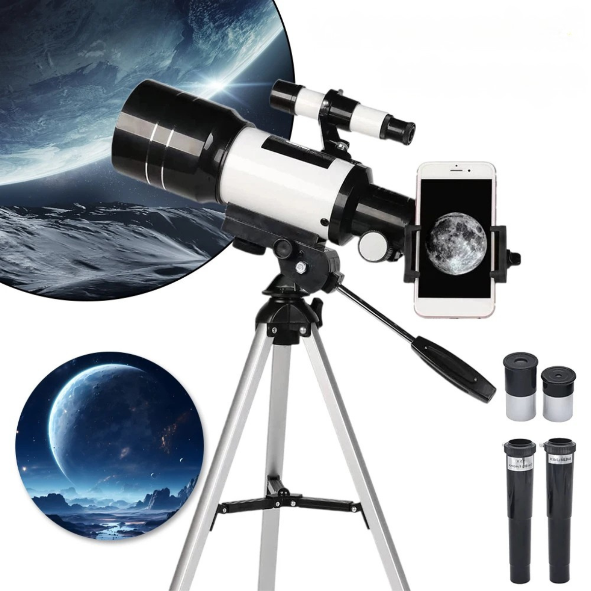 Moktan Sabai 150X Astronomical Telescope 70mm Aperture Portable Refractor with Phone Adapter telescope