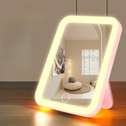 Moktan Sabai LED Vanity Makeup Mirror Touch Screen USB Rechargeable 3 Colors Dimmable Portable Pink