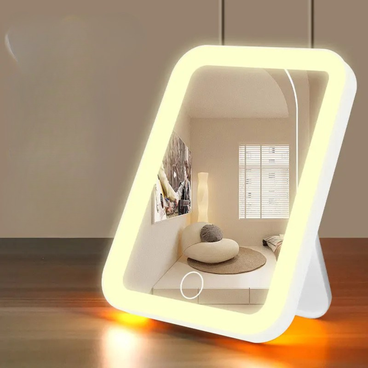 Moktan Sabai LED Vanity Makeup Mirror Touch Screen USB Rechargeable 3 Colors Dimmable Portable White