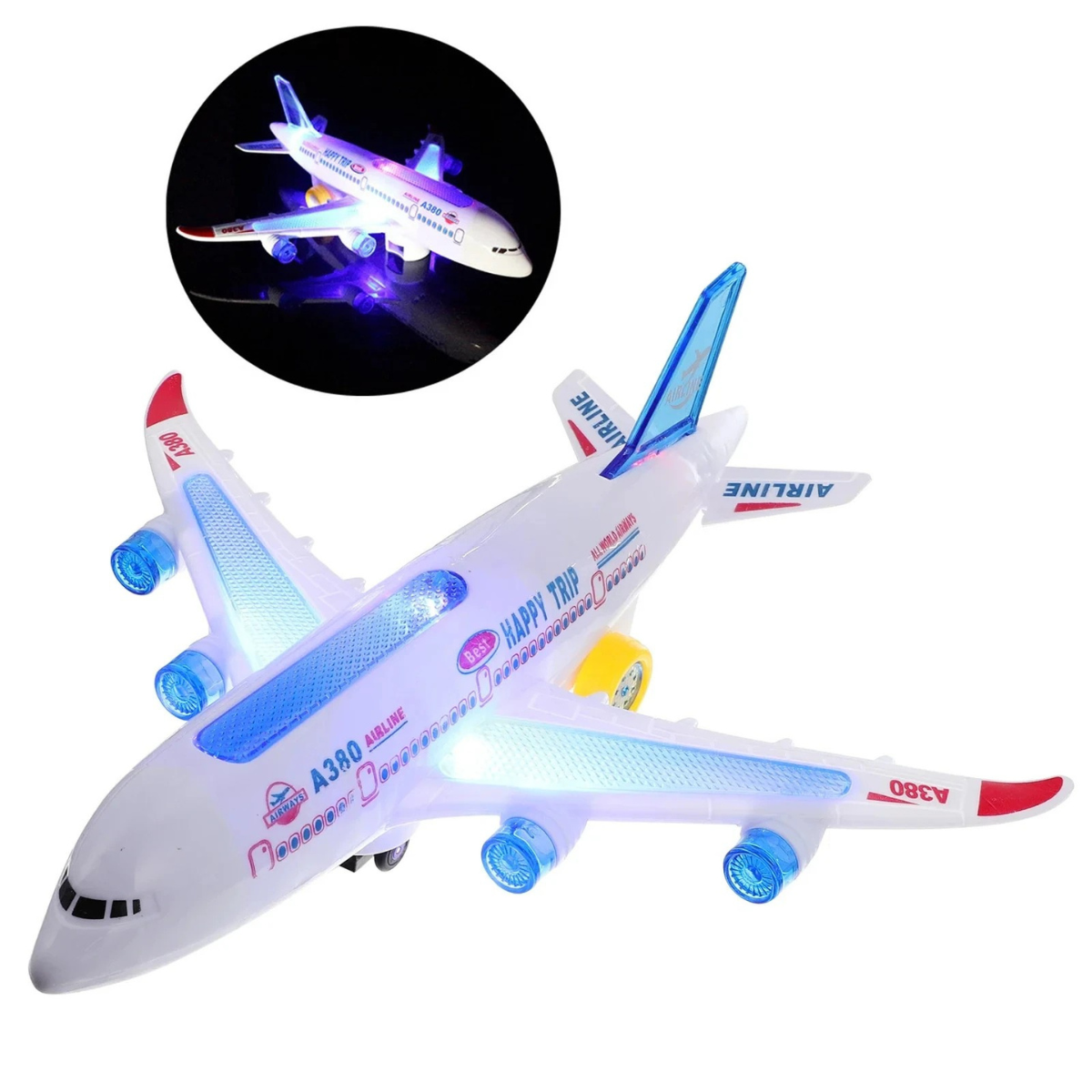 Moktan Sabai Electronic Airplane Toy with Music & Lights – Automatic Rotating Educational Plane