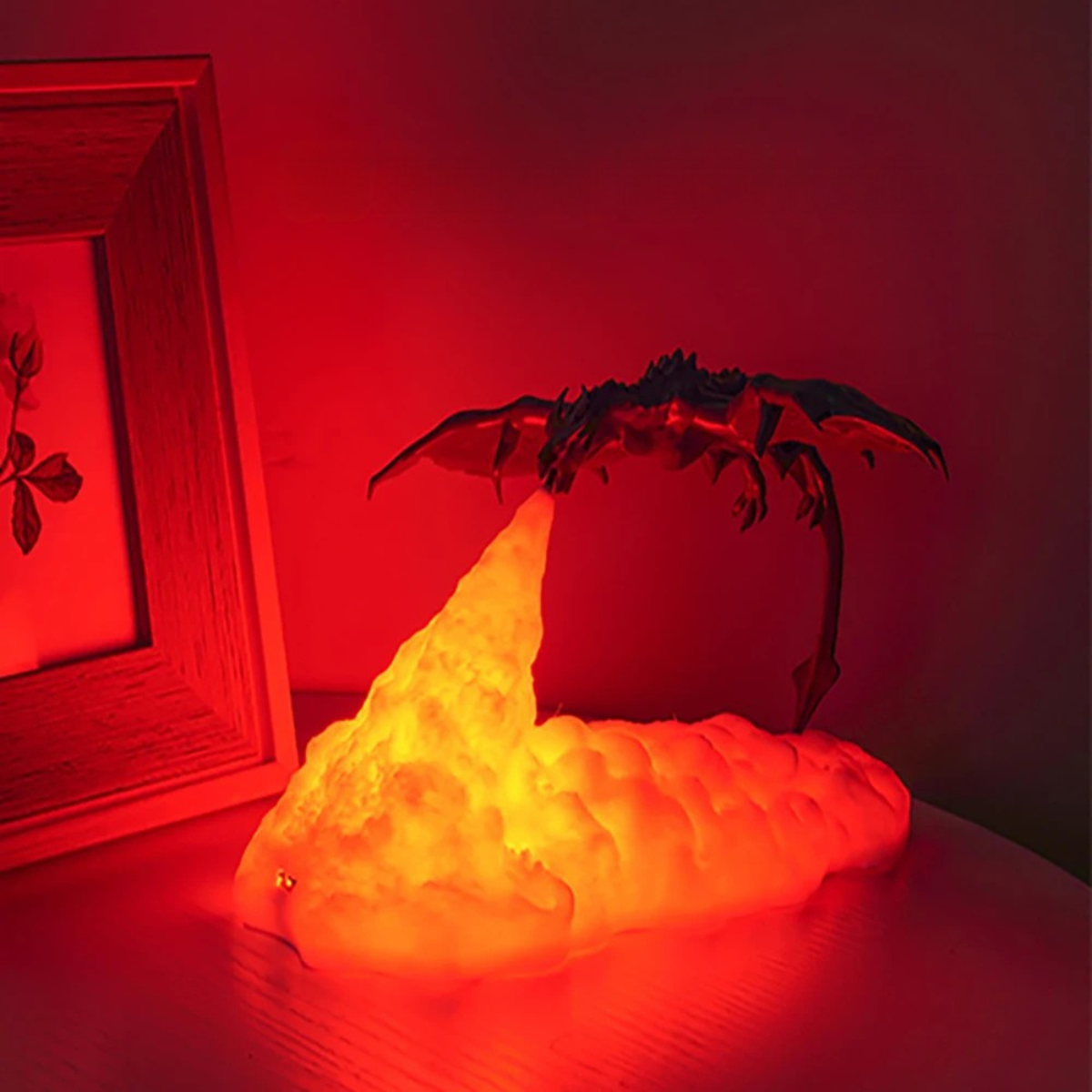 Moktan Sabai 3D Printed Dragon LED Night Light USB Rechargeable Fire Glow Lamp for Kids Bedroom