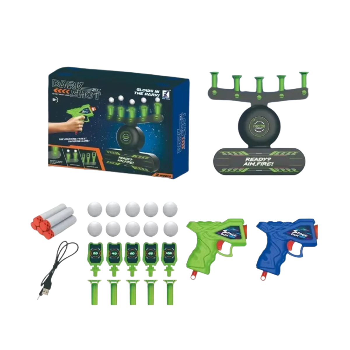 Moktan Sabai Glow-In-The-Dark Floating Target Game for Kids - Foam Dart Shooting Challenge with Sound Effects and Battery-Powered Base B