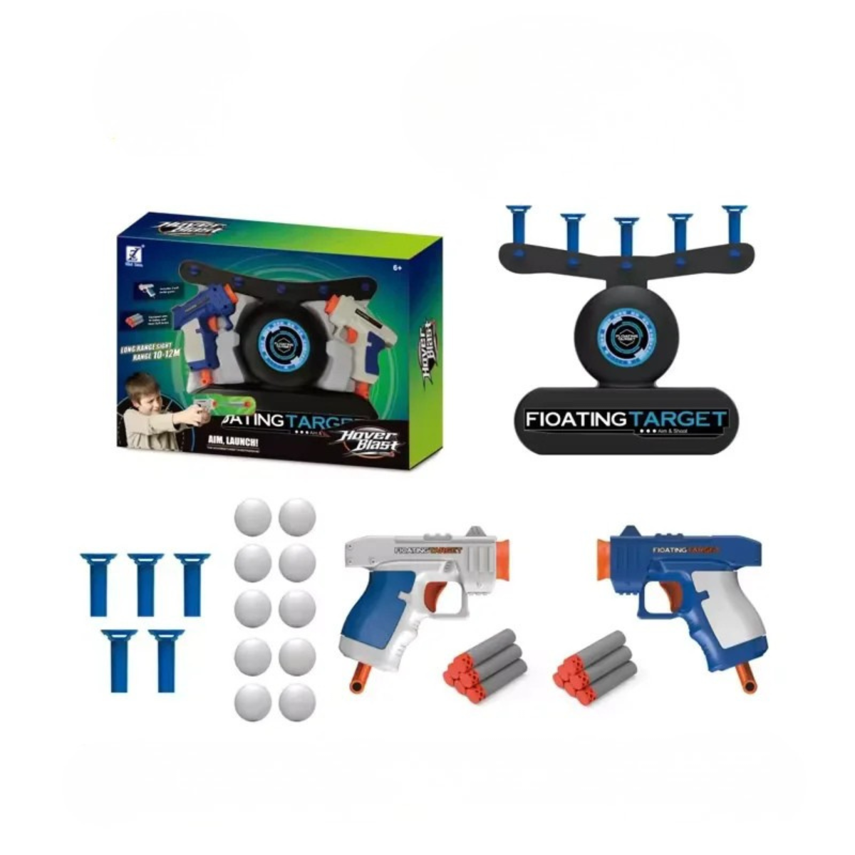 Moktan Sabai Glow-In-The-Dark Floating Target Game for Kids - Foam Dart Shooting Challenge with Sound Effects and Battery-Powered Base C