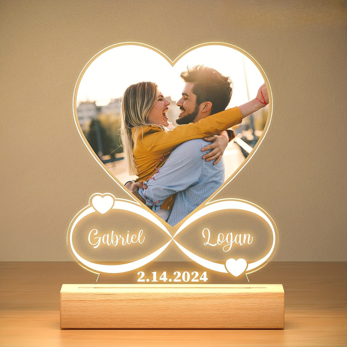 Moktan Sabai Custom LED Photo Night Light – Personalized Acrylic Picture Frame Gift for Loved Ones