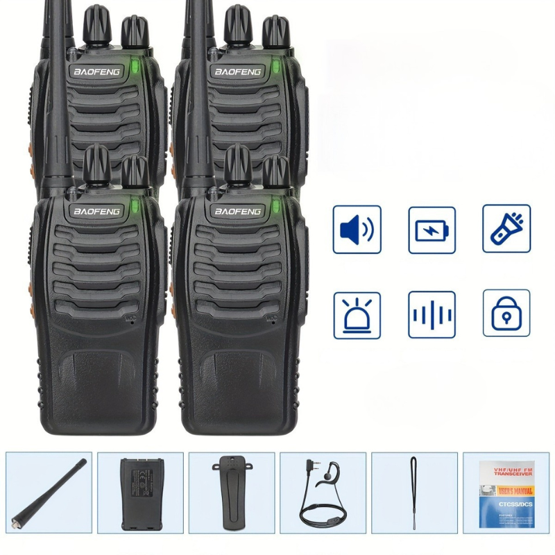 Moktan Sabai Long Range Walkie Talkies for Adults, Rechargeable 2-Way Radios with Earpieces 4Pcs
