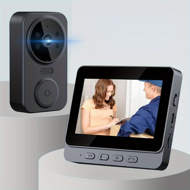 Moktan Sabai Wireless Video Doorbell with 4.3 Screen, HD Camera, Two-Way Audio & Night Vision