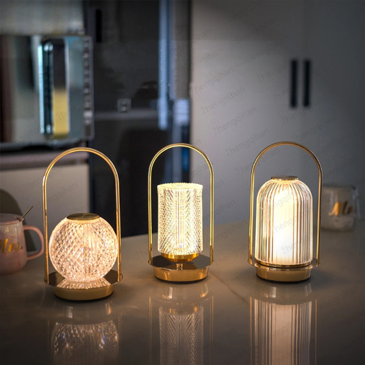Wireless Crystal LED Table Lamp – Rechargeable Touch Night Light for Bedroom Bar