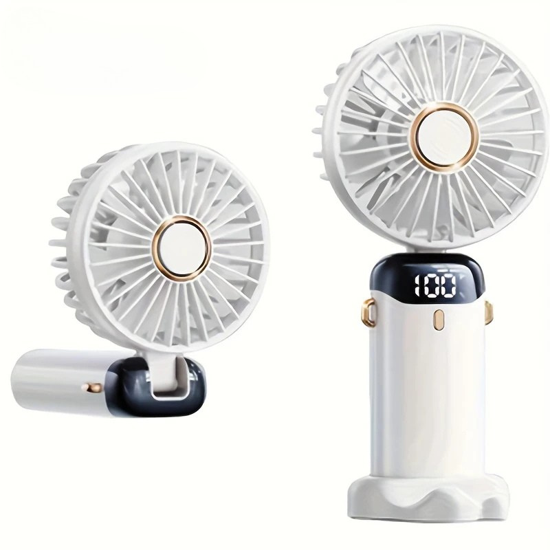 Moktan Sabai Compact Mini Fan | Small Desk Fan with 6-Speed Settings | USB Rechargeable for Ultimate Portability and Comfort White