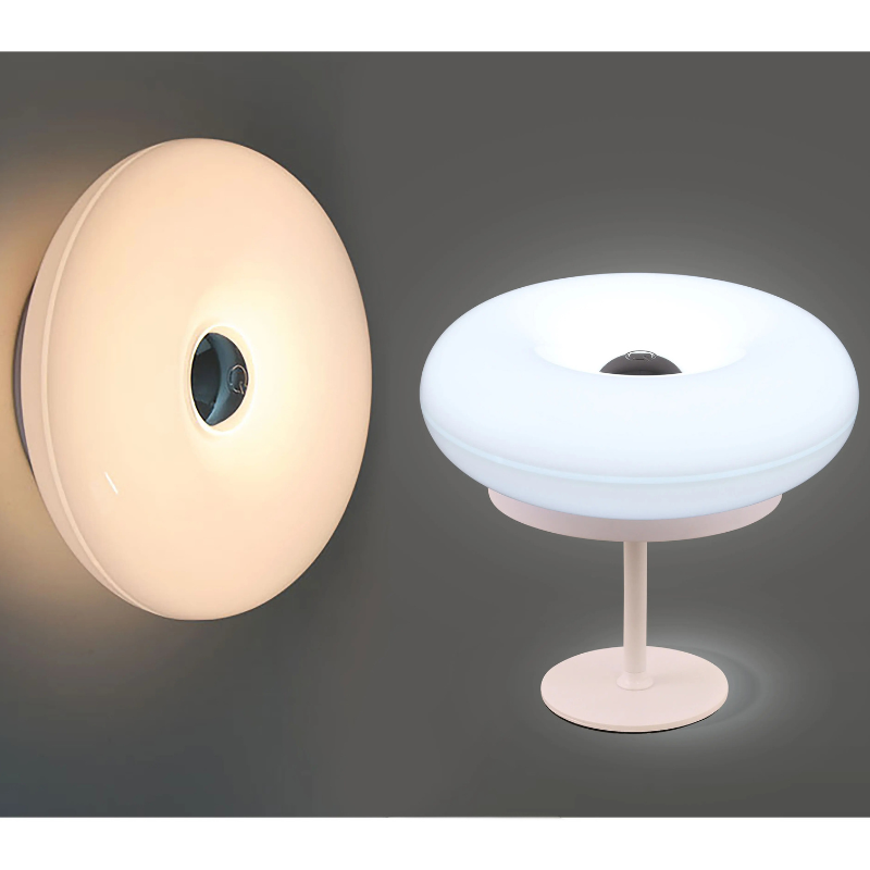 Donut Table Lamp Touch Dimmable Rechargeable LED Bedside Desk Light Home