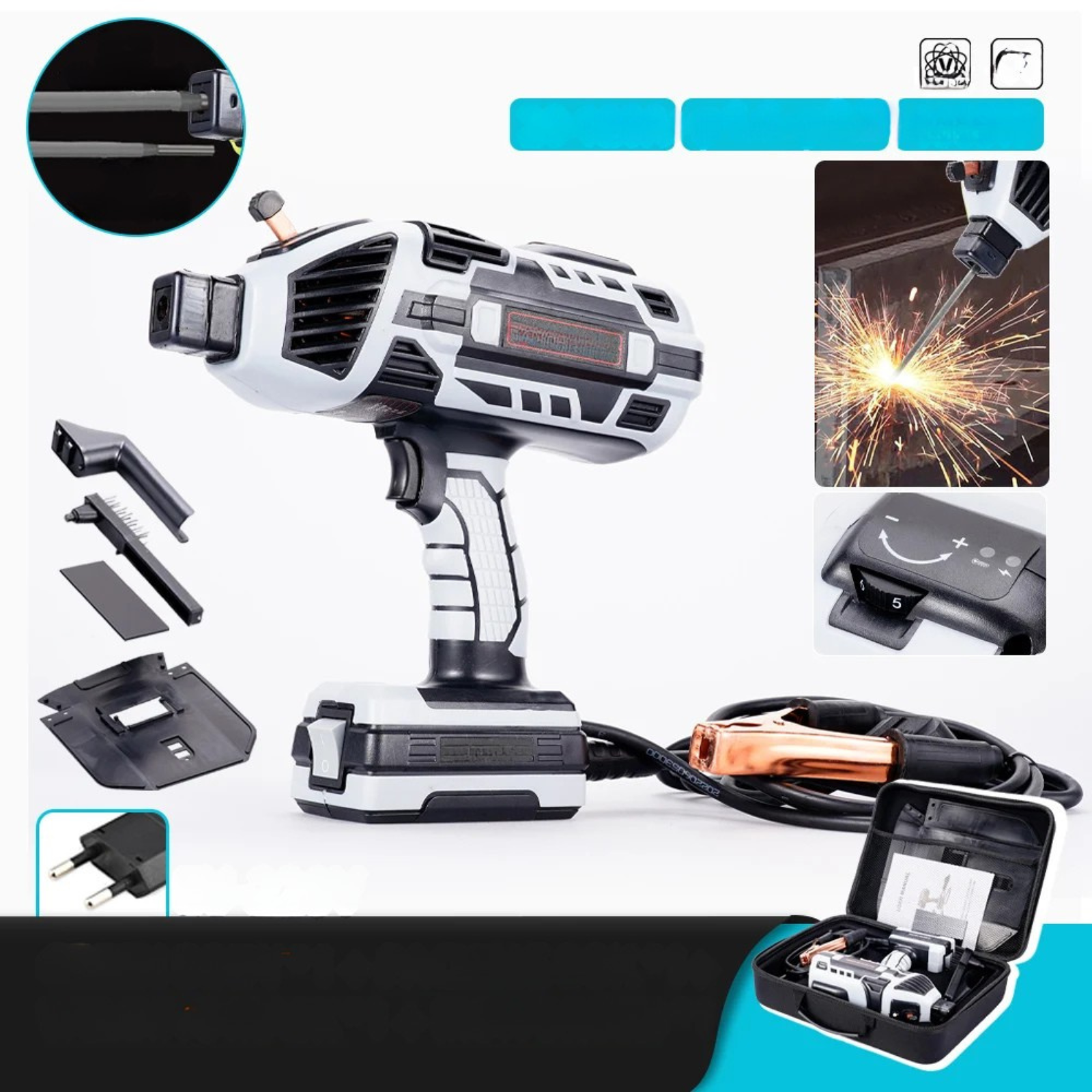 Moktan Sabai 4600W Handheld Arc Welder Mini Portable Welding Machine Home DIY Euro 220V Gray