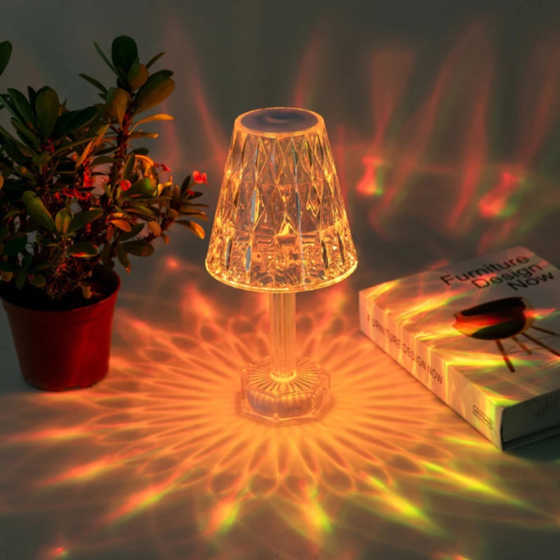 Moktan Sabai Diamond Crystal Projection Night Light USB Touch Control Bedside Desk Lamp Decor SJD