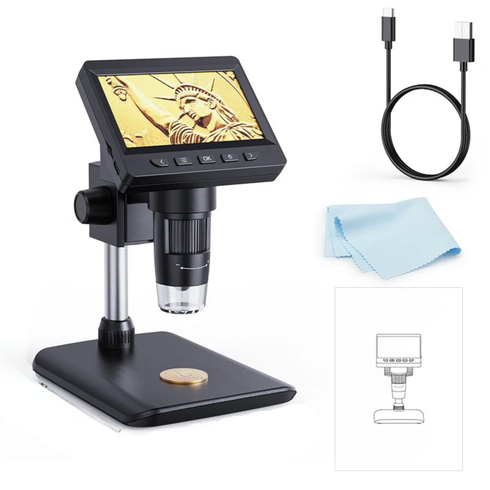 Moktan Sabai 4.3 Inch IPS USB Digital Microscope 1000X Coin Soldering Repair Camera Black