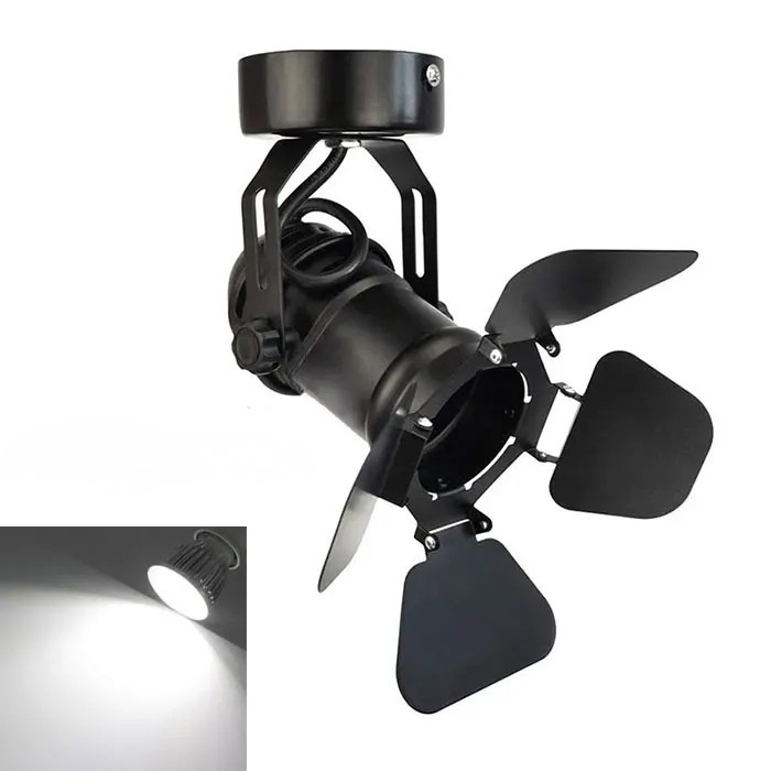 Moktan Sabai Industrial Vintage LED Ceiling Spotlight Barn Door Art Gallery Hallway Stage 5W COB 6000K Bulb