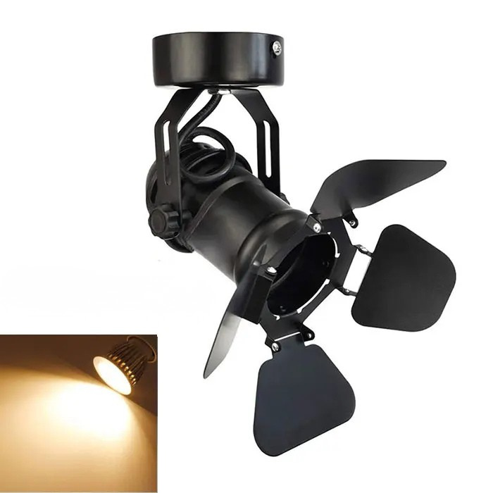Moktan Sabai Industrial Vintage LED Ceiling Spotlight Barn Door Art Gallery Hallway Stage 5W COB 3000K Bulb