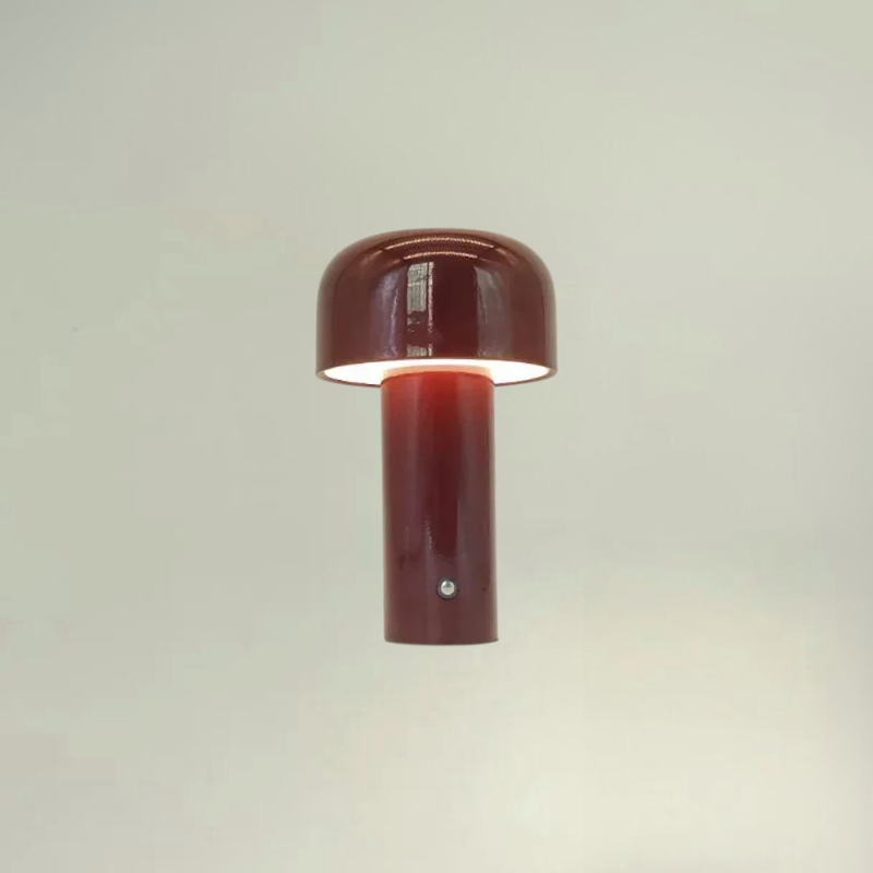 Moktan Sabai Retro Mushroom LED Table Lamp Touch Sensor Dimmable Rechargeable Desk Light Wine red