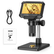 Moktan Sabai 1600X Digital Microscope 4.3 Inch IPS Screen Coin Magnifier 1080P LED black