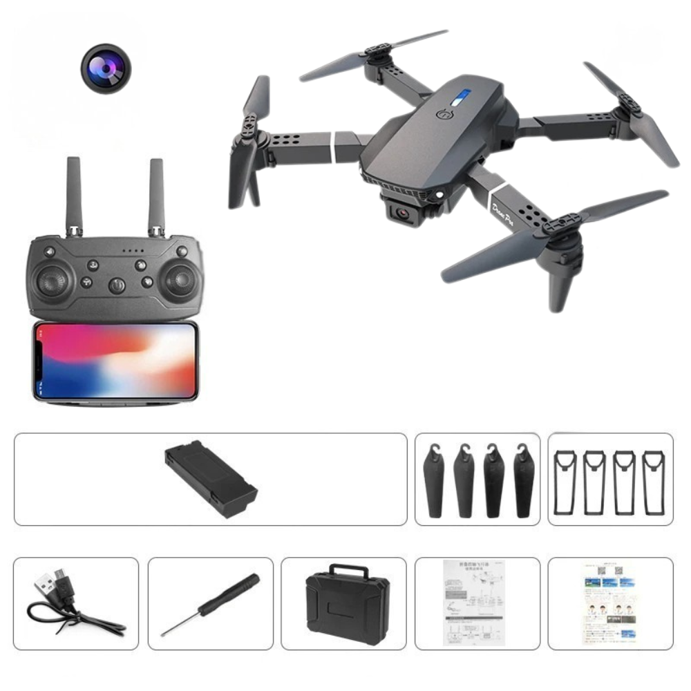 Moktan Sabai 4K WiFi FPV Drone Foldable Quadcopter HD Camera Altitude Hold RC Black-1 Camera-1B