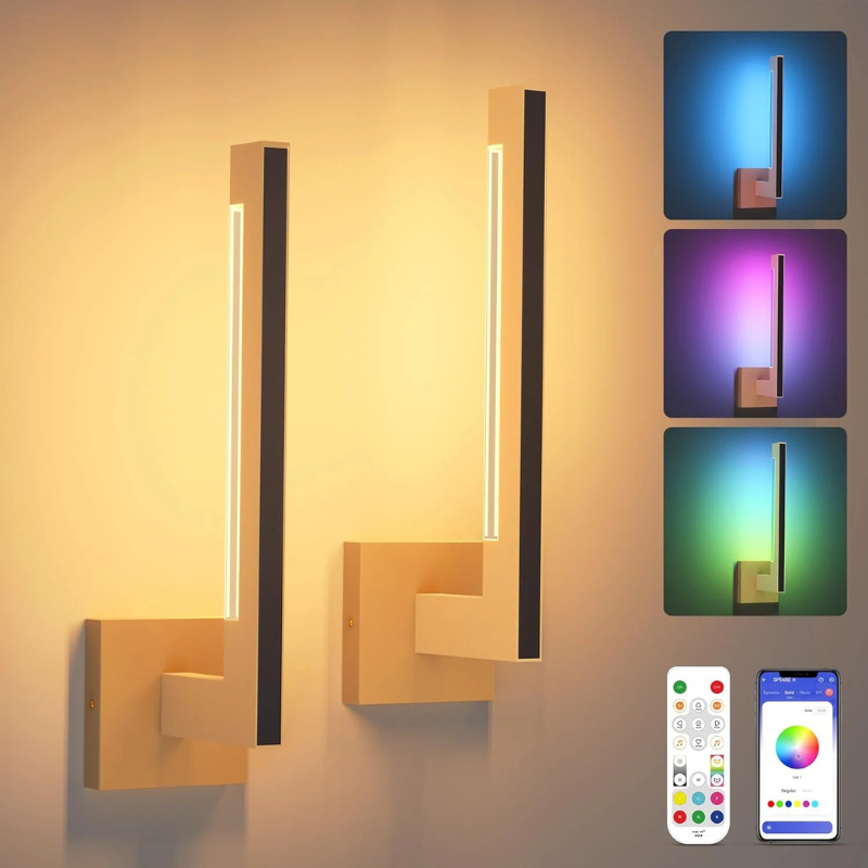 Moktan Sabai Modern Wall Sconces Dimmable RGB LED Wall Light with Remote for Living Room Bedroom