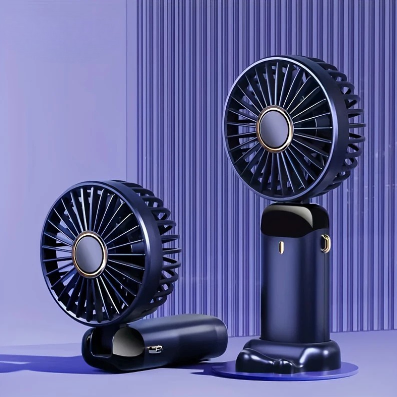 Moktan Sabai Compact Mini Fan | Small Desk Fan with 6-Speed Settings | USB Rechargeable for Ultimate Portability and Comfort Purple