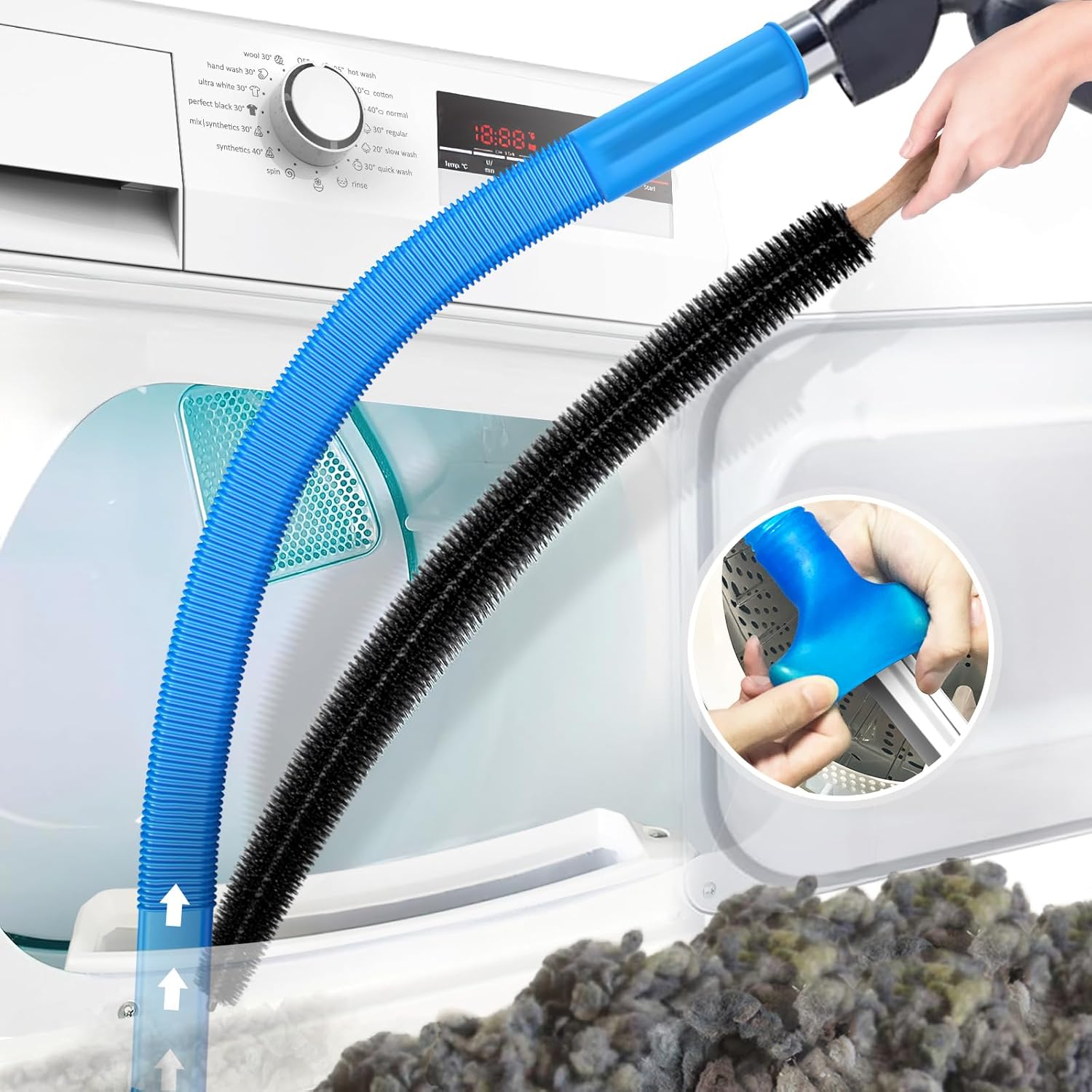 Moktan Sabai Flexible Dryer Vent Cleaning Brush Long Reach Lint Removal Tool 114cm Blue