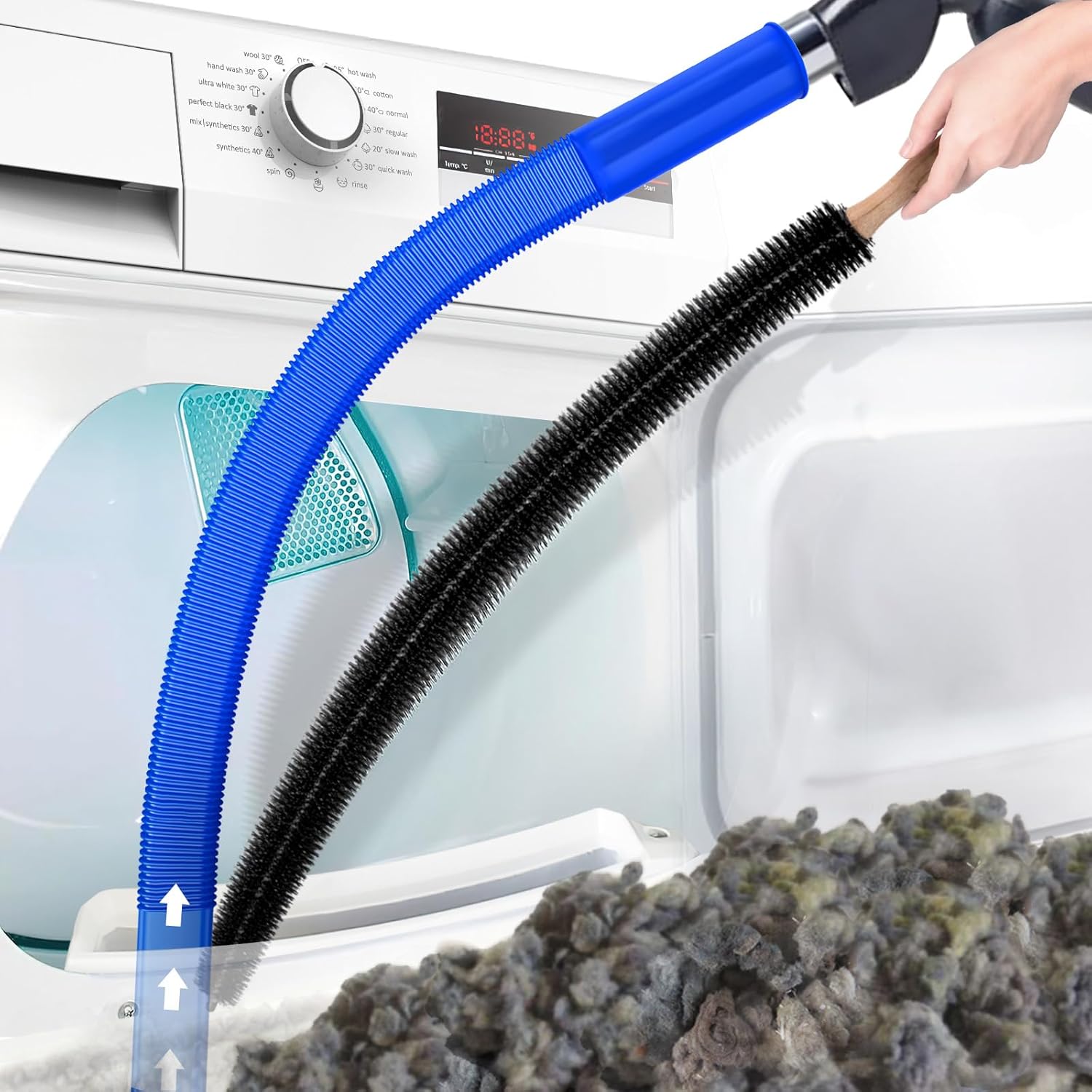 Moktan Sabai Flexible Dryer Vent Cleaning Brush Long Reach Lint Removal Tool 114cm Dark Blue