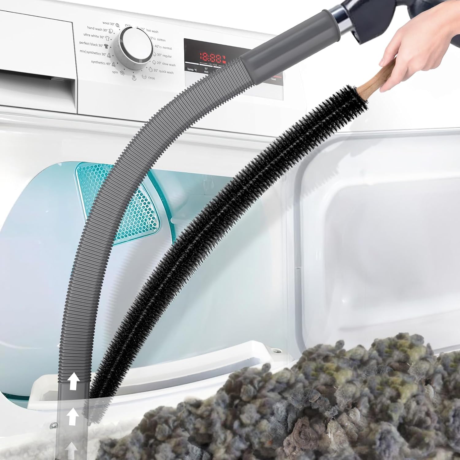 Moktan Sabai Flexible Dryer Vent Cleaning Brush Long Reach Lint Removal Tool 114cm Gray
