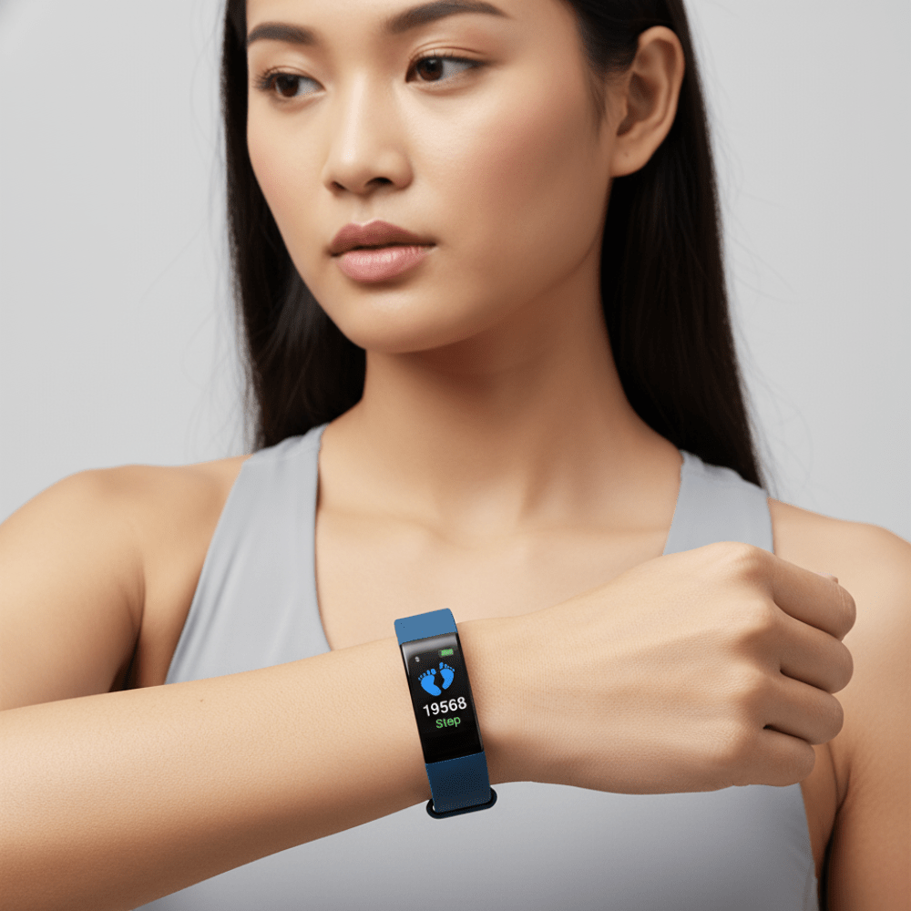 Moktan Sabai Wellness Tracker | Fitness Tracker Watch with Heart Rate Monitoring & Sleep Tracking | Lightweight Design for Daily Activity Blue