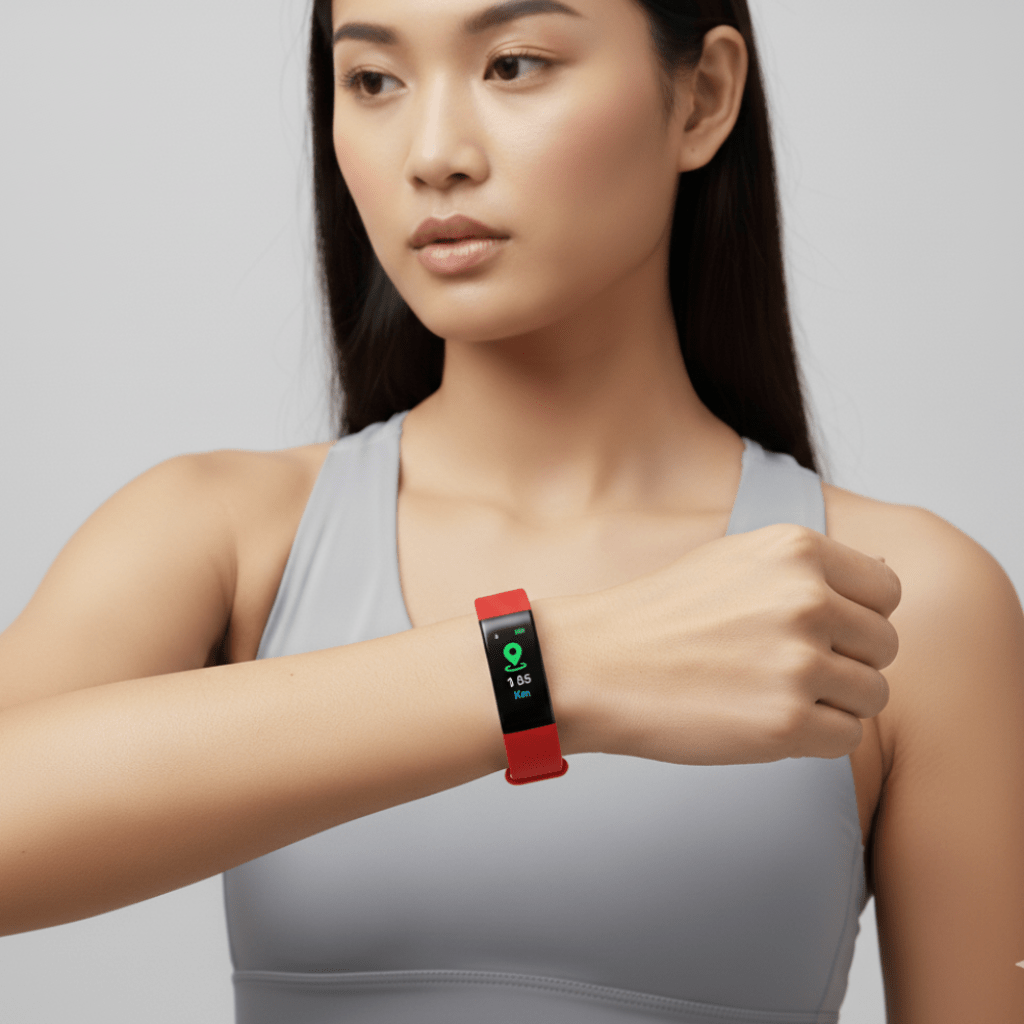 Moktan Sabai Wellness Tracker | Fitness Tracker Watch with Heart Rate Monitoring & Sleep Tracking | Lightweight Design for Daily Activity Red