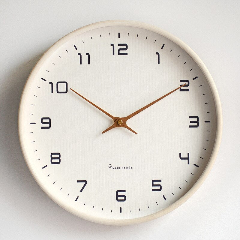 Moktan Sabai Scandinavian Wooden Wall Clock Minimalist Quartz Silent 25cm 30cm White