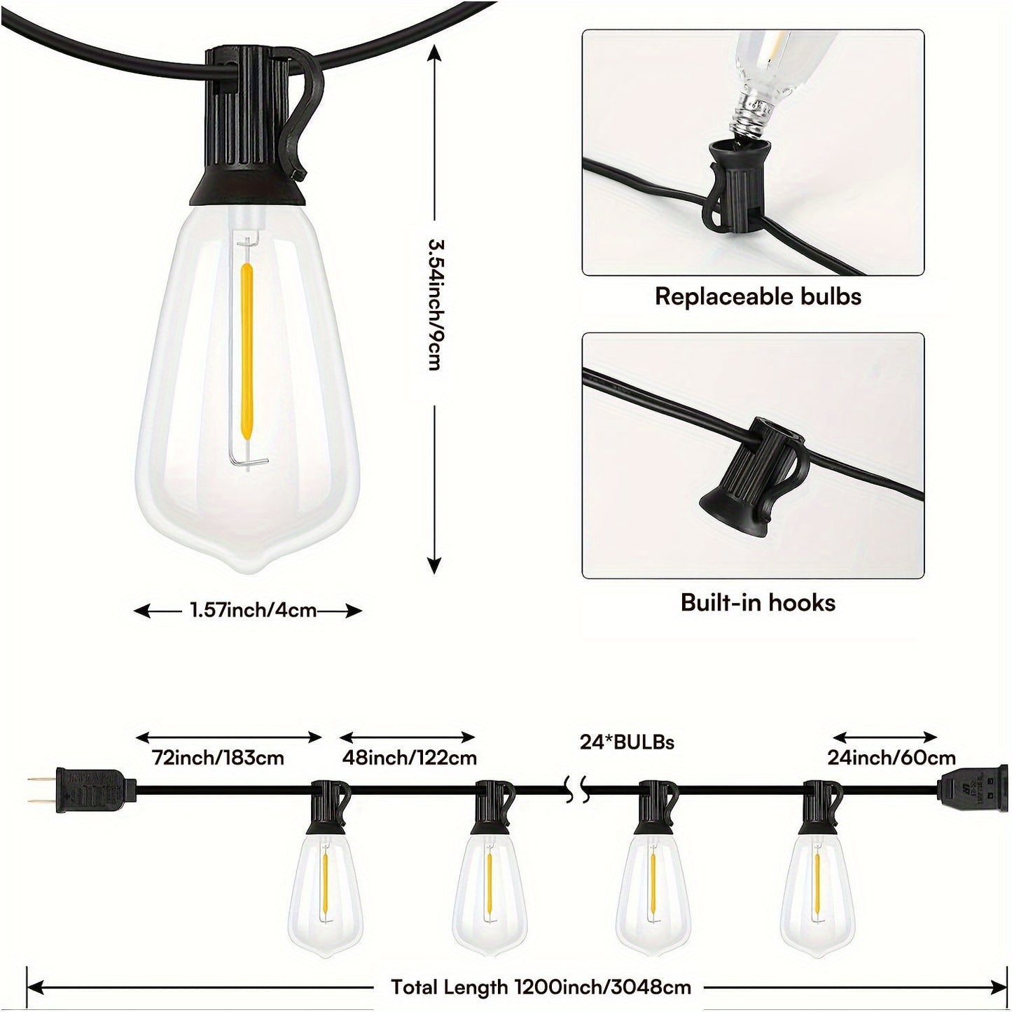 100FT Solar String Lights Outdoor – Waterproof LED Globe Lights for Patio & Garden